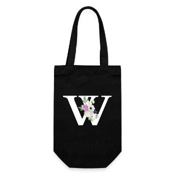 Purple floral w letter - Gift Bag for Bottles - black - Front