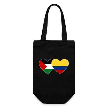 Palestine Colombie drapeau coeur - Sac à bouteille - noir - Devant