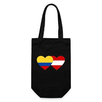 Kolumbien Österreich Flagge Herz - Geschenkbeutel für Flaschen - Schwarz - Vorne