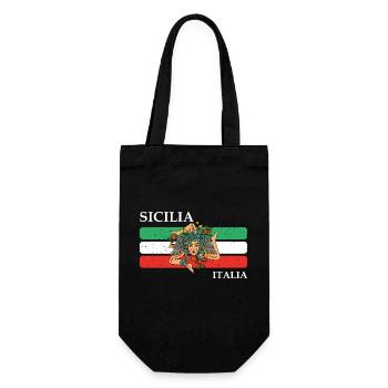Sizilien Flagge Trinacria Urlaub Italien Reise - Geschenkbeutel für Flaschen - Schwarz - Vorne
