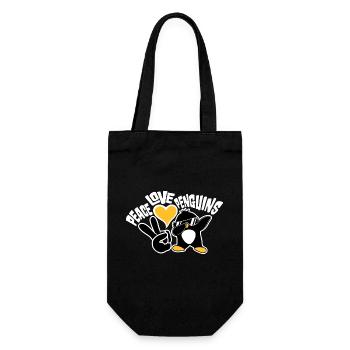 Liebe Frieden Pinguine Lustiger Tupfer Cooler Pinguin Dabben - Geschenkbeutel für Flaschen - Schwarz - Vorne