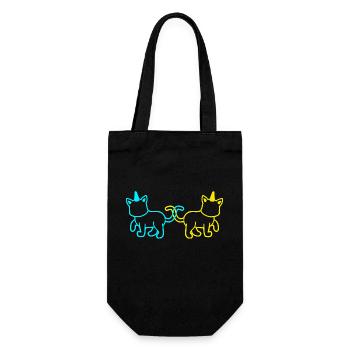 Einhörner Katzen Retro Vintage 80er 90er Katze - Geschenkbeutel für Flaschen - Schwarz - Vorne