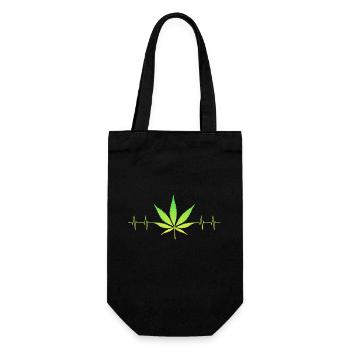 Kiffen Kiffer Herzschlag Joint Weed Marihuana - Geschenkbeutel für Flaschen - Schwarz - Vorne