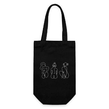 Frauen Line Art weiß - Geschenkbeutel für Flaschen - Schwarz - Vorne