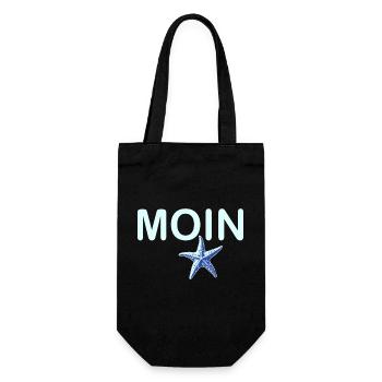 Moin mit Seestern - Geschenkbeutel für Flaschen - Schwarz - Vorne