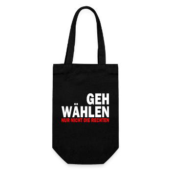 GEH WÄHLEN - Geschenkbeutel für Flaschen - Schwarz - Vorne