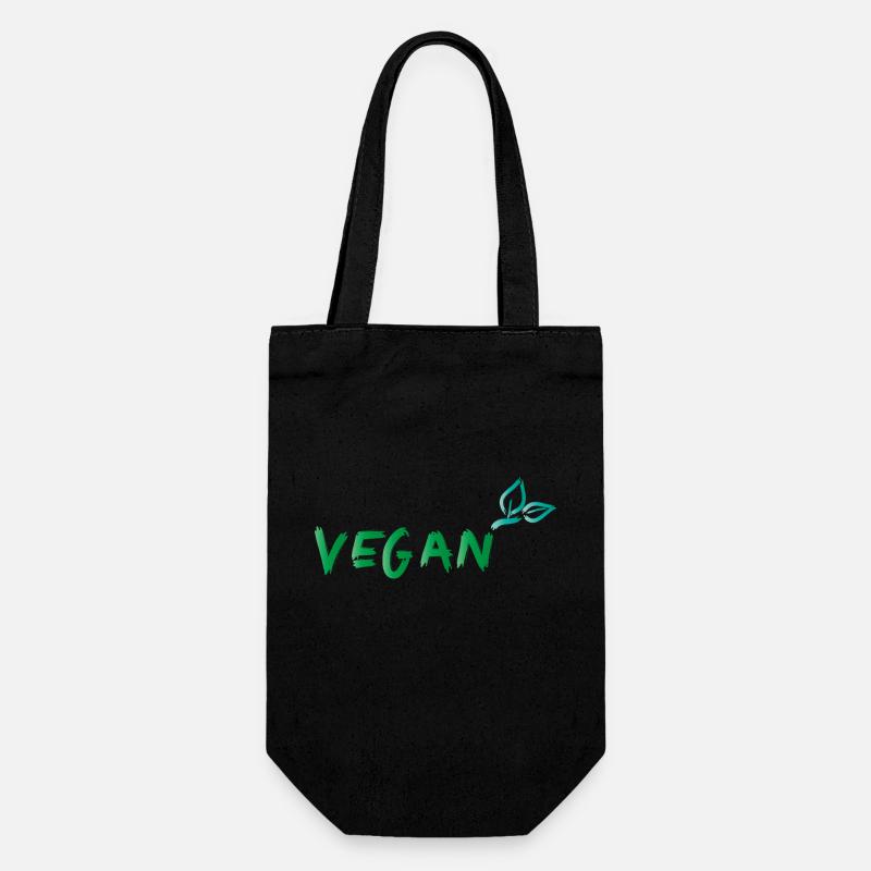 vegan blatt - Geschenkbeutel für Flaschen - Schwarz