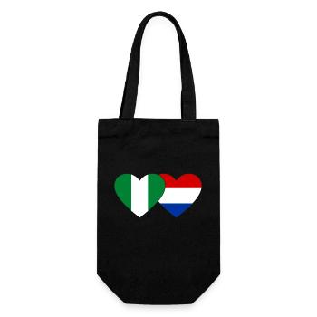 Nigeria Holland Flag Heart - Gift Bag for Bottles - black - Front