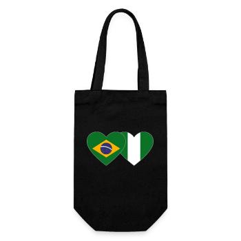 Brazil Nigeria Flag Heart - Gift Bag for Bottles - black - Front