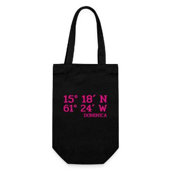 Dominica Coordinates - Koordinaten - Karibik - Geschenkbeutel für Flaschen - Schwarz - Vorne