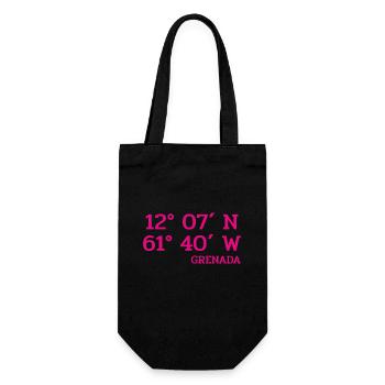 Grenada Coordinates - Koordinaten - Karibik - Geschenkbeutel für Flaschen - Schwarz - Vorne