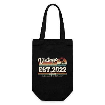 2022 Vintage Vintage Retro Geburtstagsgeschenk - Geschenkbeutel für Flaschen - Schwarz - Vorne