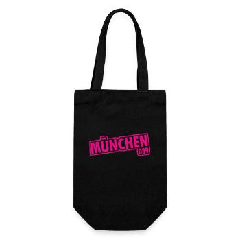 München - 089 - Bayern - Isar - bayrisch - Geschenkbeutel für Flaschen - Schwarz - Vorne