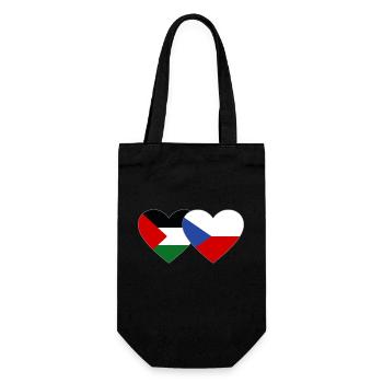 Palestine République tchèque Drapeau Coeur - Sac à bouteille - noir - Devant