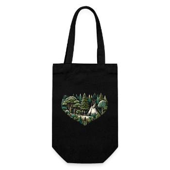 Living close to nature with a teepee tent in the forest - Gift Bag for Bottles - black - Front
