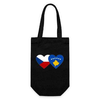 République tchèque Kosovo Drapeau Coeur - Sac à bouteille - noir - Devant