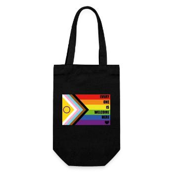 Inklusive Pride: Bei uns ist jeder willkommen - Geschenkbeutel für Flaschen - Schwarz - Vorne