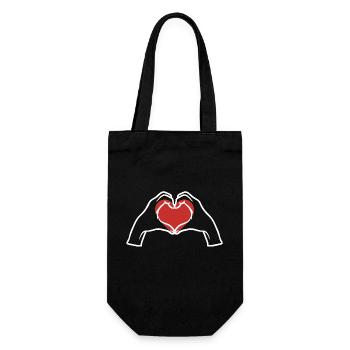 Hands Making a Red Heart in Love - Gift Bag for Bottles - black - Front