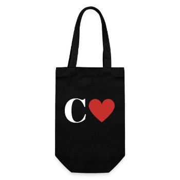Letter c red heart - Gift Bag for Bottles - black - Front