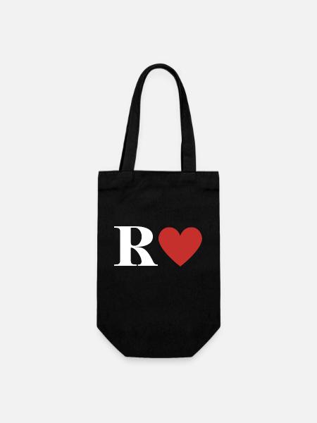 Lettre r cœur rouge - Sac à bouteille - noir