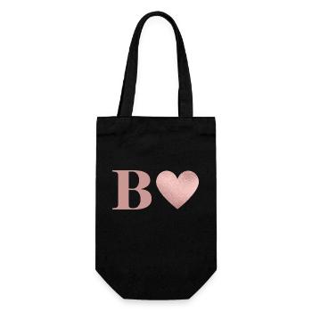 Buchstabe b Herz roségold - Geschenkbeutel für Flaschen - Schwarz - Vorne