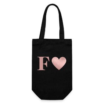Buchstabe f Herz roségold - Geschenkbeutel für Flaschen - Schwarz - Vorne