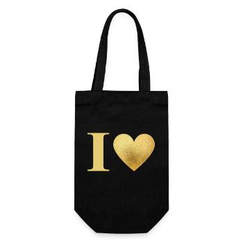 Lettre i cœur doré - Sac à bouteille - noir - Devant