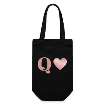 Buchstabe q Herz roségold - Geschenkbeutel für Flaschen - Schwarz - Vorne