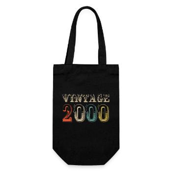 Jahrgang 2000 - 24. Geburtstag - 24 Jahre alt - Geschenkbeutel für Flaschen - Schwarz - Vorne