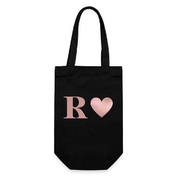 Buchstabe r Herz roségold - Geschenkbeutel für Flaschen - Schwarz - Vorne