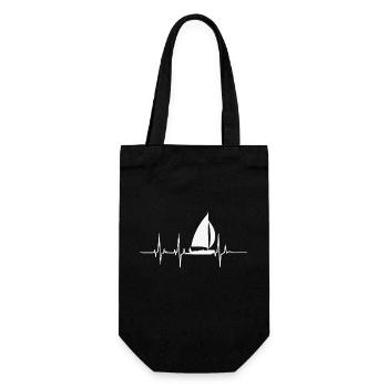 Sailing Heartbeat Sailors Sailboat EKG - Gift Bag for Bottles - black - Front
