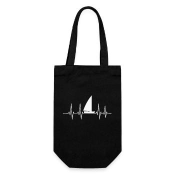 Sailing Heartbeat Sailors Sailboat EKG - Gift Bag for Bottles - black - Front