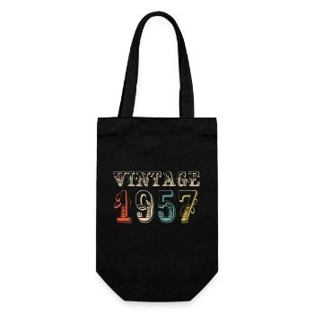 Jahrgang 1957 - 67. Geburtstag - 67 Jahre alt - Geschenkbeutel für Flaschen - Schwarz - Vorne
