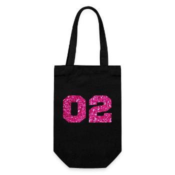 Nummer 2 Pink Glitter - 2. Jahrestag - Geschenkbeutel für Flaschen - Schwarz - Vorne