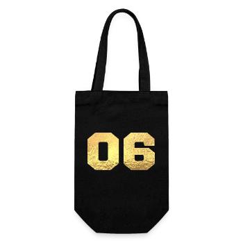 Number 6 Gold Glitter - 6th Anniversary - Gift Bag for Bottles - black - Front