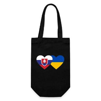 Slovakia Ukraine Flag Heart - Gift Bag for Bottles - black - Front