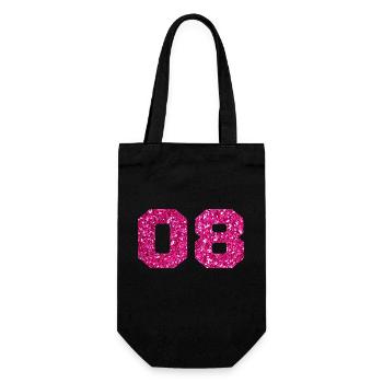 Number 8 Pink Glitter - 8th Anniversary - Gift Bag for Bottles - black - Front