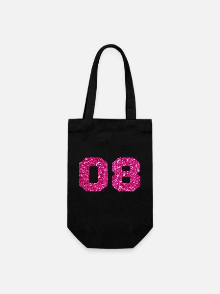 Numéro 8 paillettes rose - 8e anniversaire - Sac à bouteille - noir