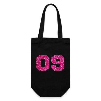 Nummer 9 Pink Glitter - 9. Geburtstag - Geschenkbeutel für Flaschen - Schwarz - Vorne