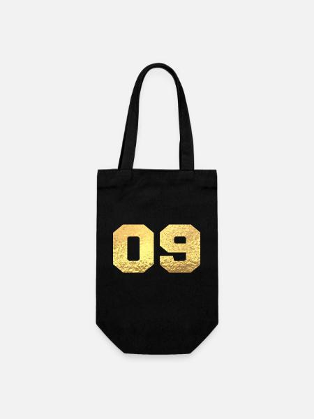 Numéro 9 paillettes doré - 9e anniversaire - Sac à bouteille - noir