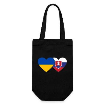 Ukraine Slowakei Flagge Herz - Geschenkbeutel für Flaschen - Schwarz - Vorne