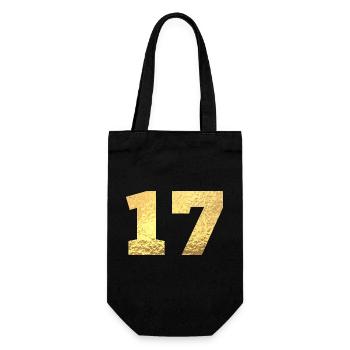 Nummer 17 Gold Glitter - 17. Jahrestag - Geschenkbeutel für Flaschen - Schwarz - Vorne