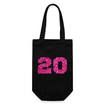 Numéro 20 paillettes rose - 20e anniversaire - Sac à bouteille - noir - Devant