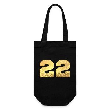 Nummer 22 Gold Glitter - 22. Jubiläum - Geschenkbeutel für Flaschen - Schwarz - Vorne