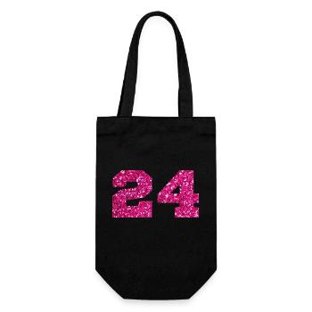 Numéro 24 paillettes rose - 24e anniversaire - Sac à bouteille - noir - Devant