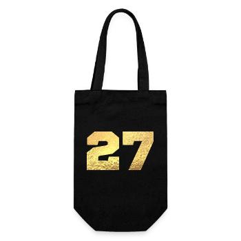 Number 27 Gold Glitter - 27th Anniversary - Gift Bag for Bottles - black - Front