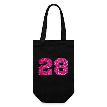 Nummer 28 Pink Glitter - 28-jähriges Jubiläum - Geschenkbeutel für Flaschen - Schwarz - Vorne