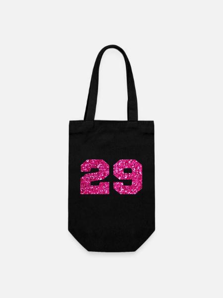 Number 29 Pink Glitter - 29th Birthday - Gift Bag for Bottles - black