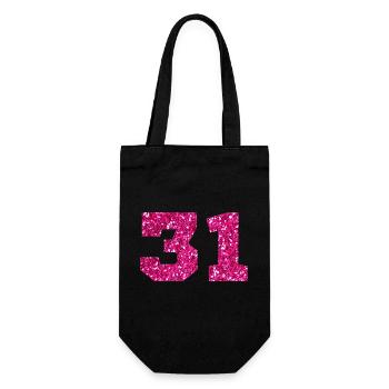 Numéro 31 paillettes rose - 31e anniversaire - Sac à bouteille - noir - Devant