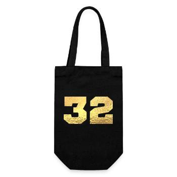 Number 32 Gold Glitter - 32nd Anniversary - Gift Bag for Bottles - black - Front